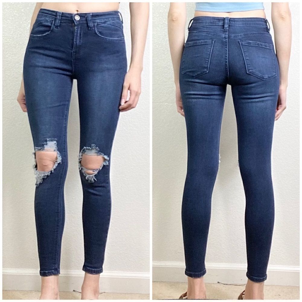 Fashion Nova Dark Wash High Rise Super Skinny Jean Jeggings
